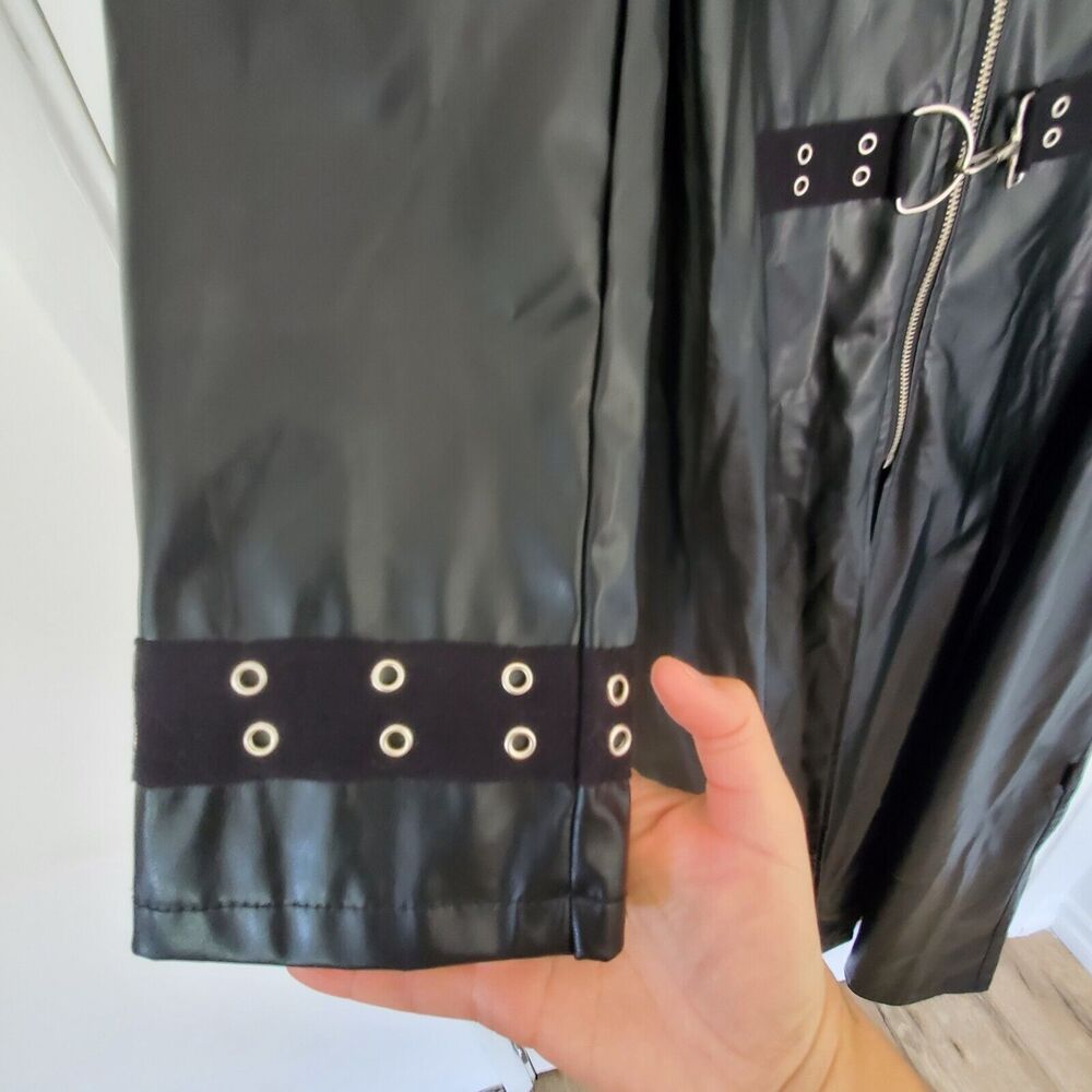 VTG TRIPP NYC Black Trench Coat Jacket Punk Gothic Hellraiser Bondage Men's M - Picture 6 of 16